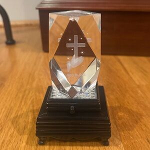 Crystal Prayer Plaque with Black Base